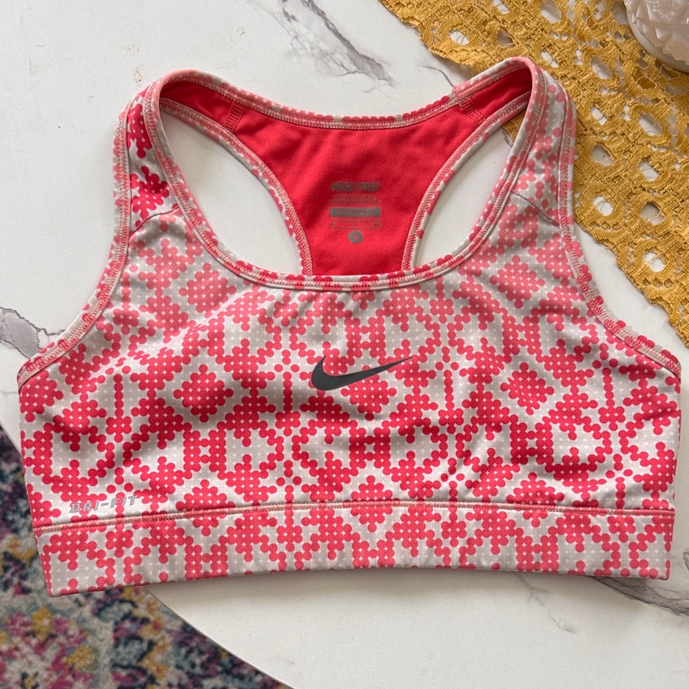 Nike Pink Racerback Sports Bra with Stretchy Support